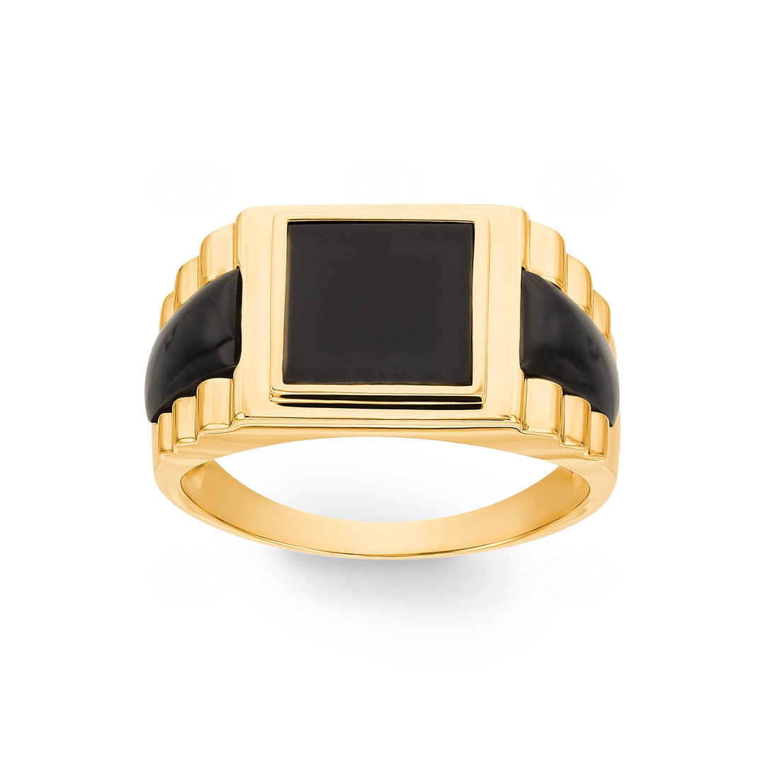 Herrenring 750/18 K Gelbgold mit Onyx