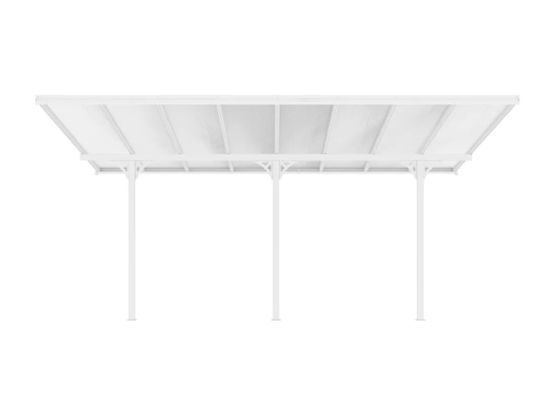 Carport pergola adossé en aluminium 15,1 m² blanc ALVARO