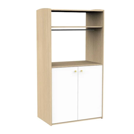 Alice Armoire dressing   Blanc et bois        de               Sauthon Baby's Sweet Home