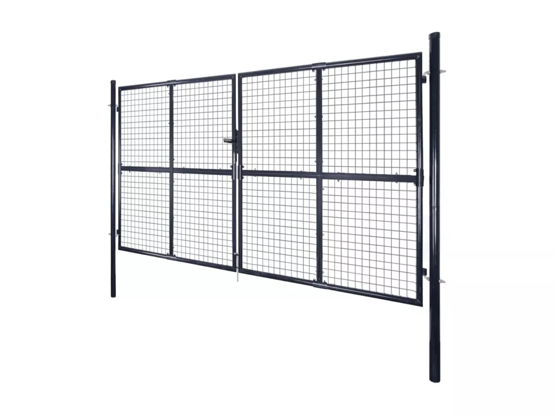 Portail en maille de jardin Acier galvanisé 289x200 cm Gris