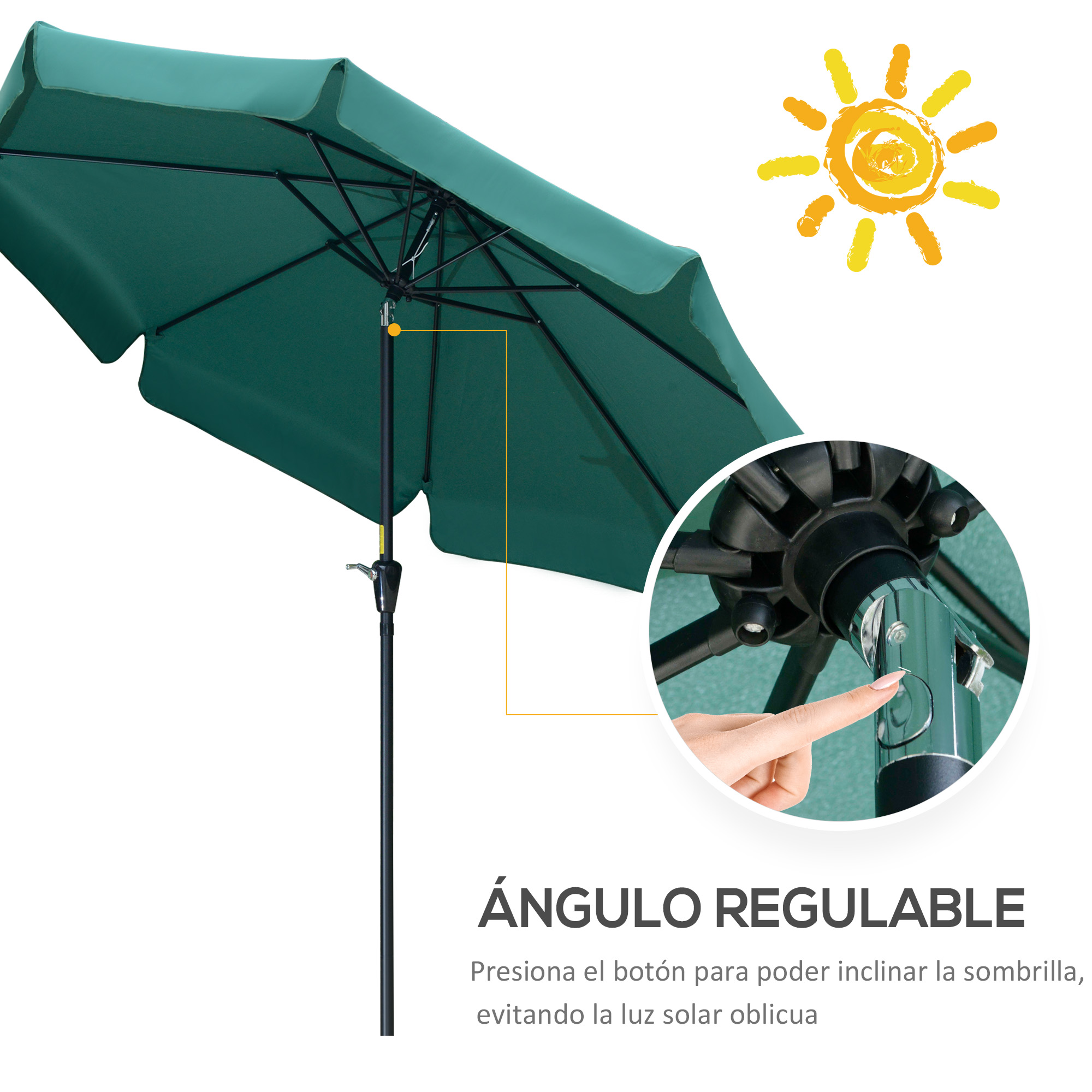 Conjunto de guarda-chuvas verdes Outsunny