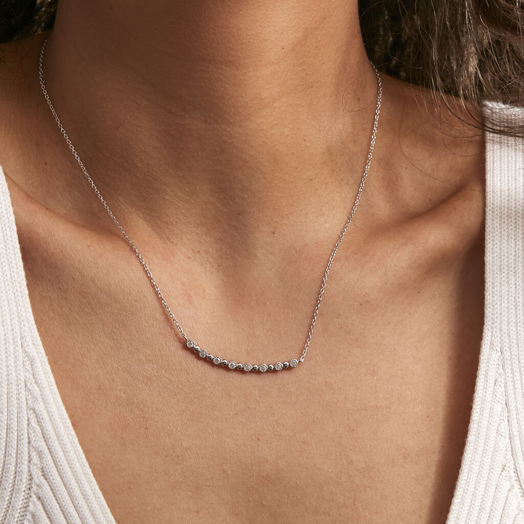 Collier Tammie Argent Blanc Oxyde De Zirconium