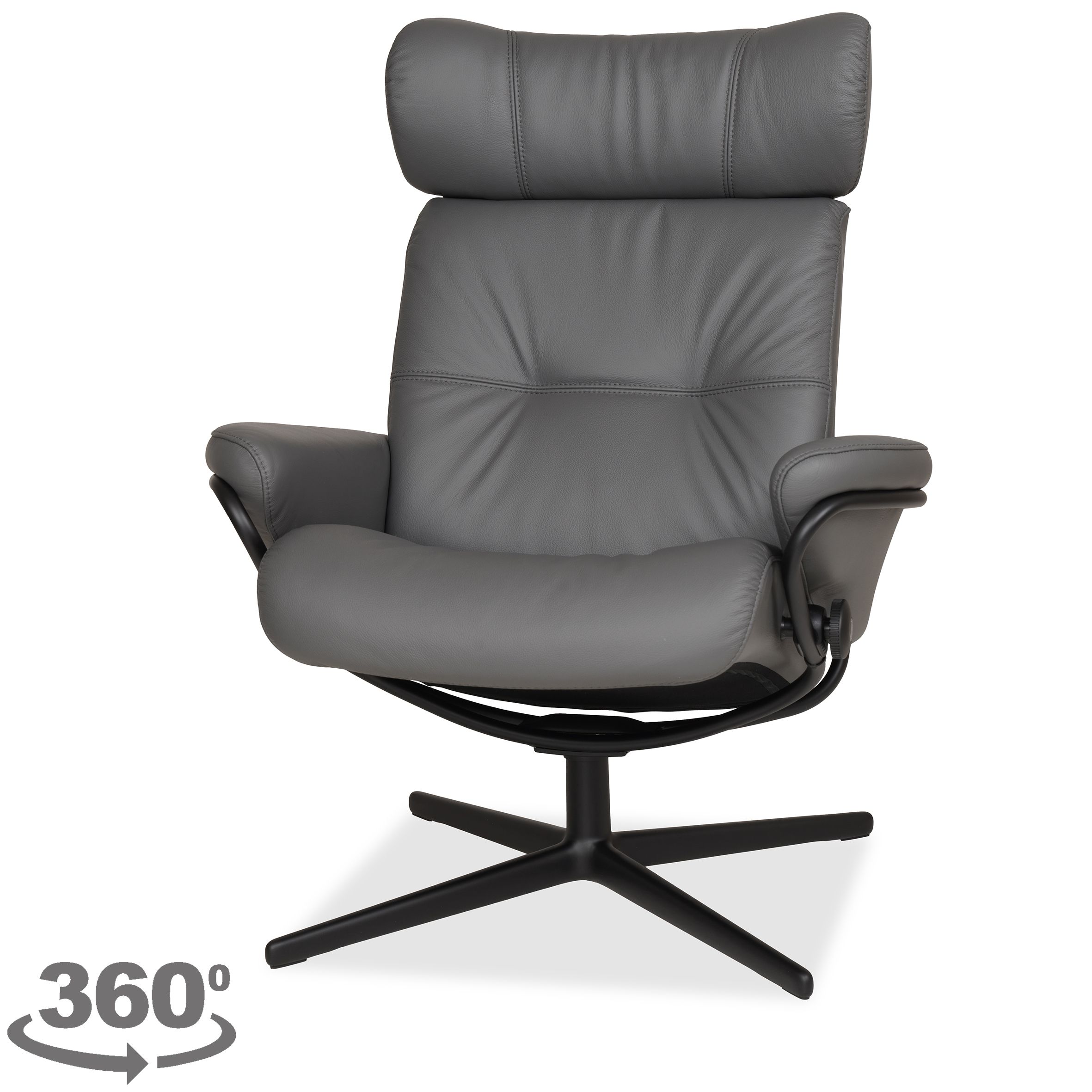 Draaifauteuil Berlin LowBack met hoofdsteun  | StresslessB82 x D78 x H99 cm