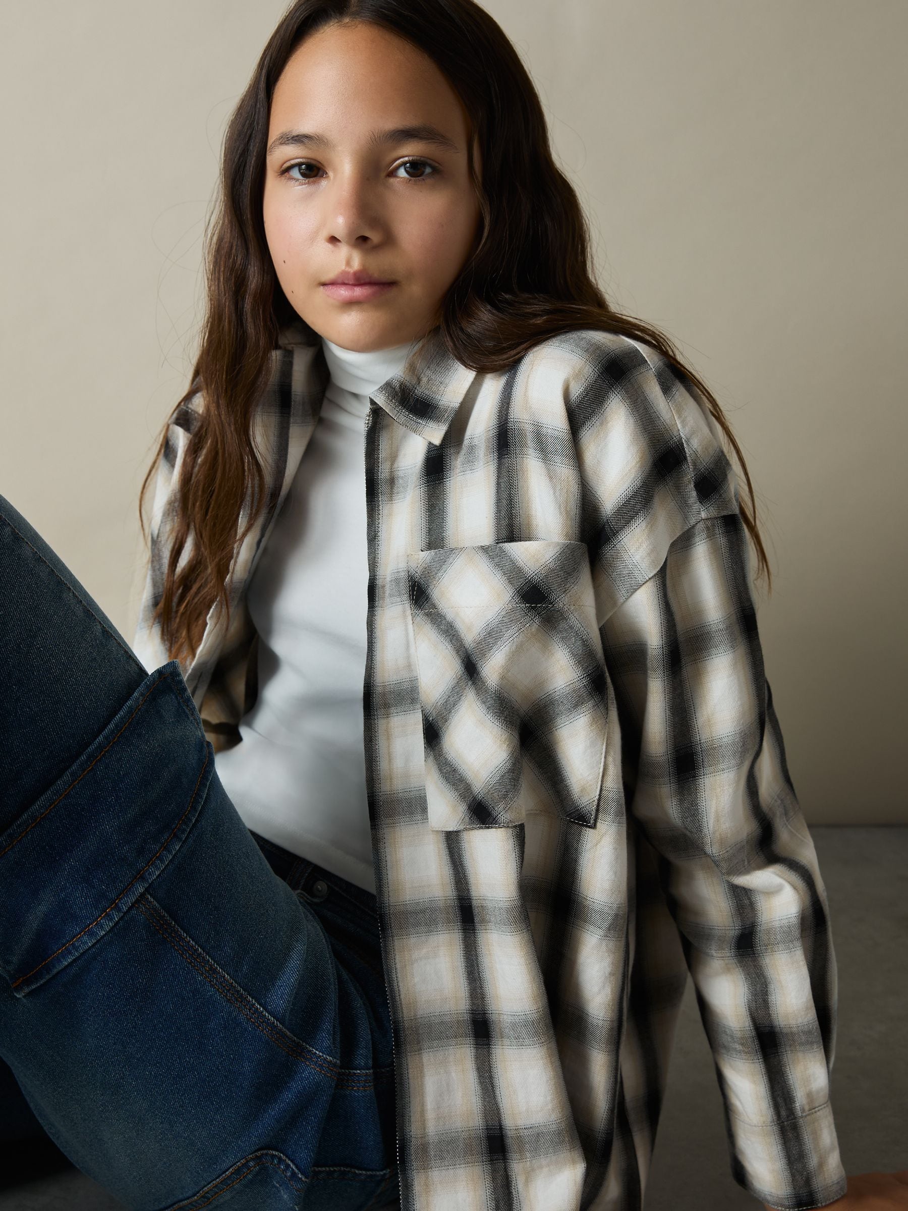 Reiss Ulla 100% Cotton Oversized Check Shirt