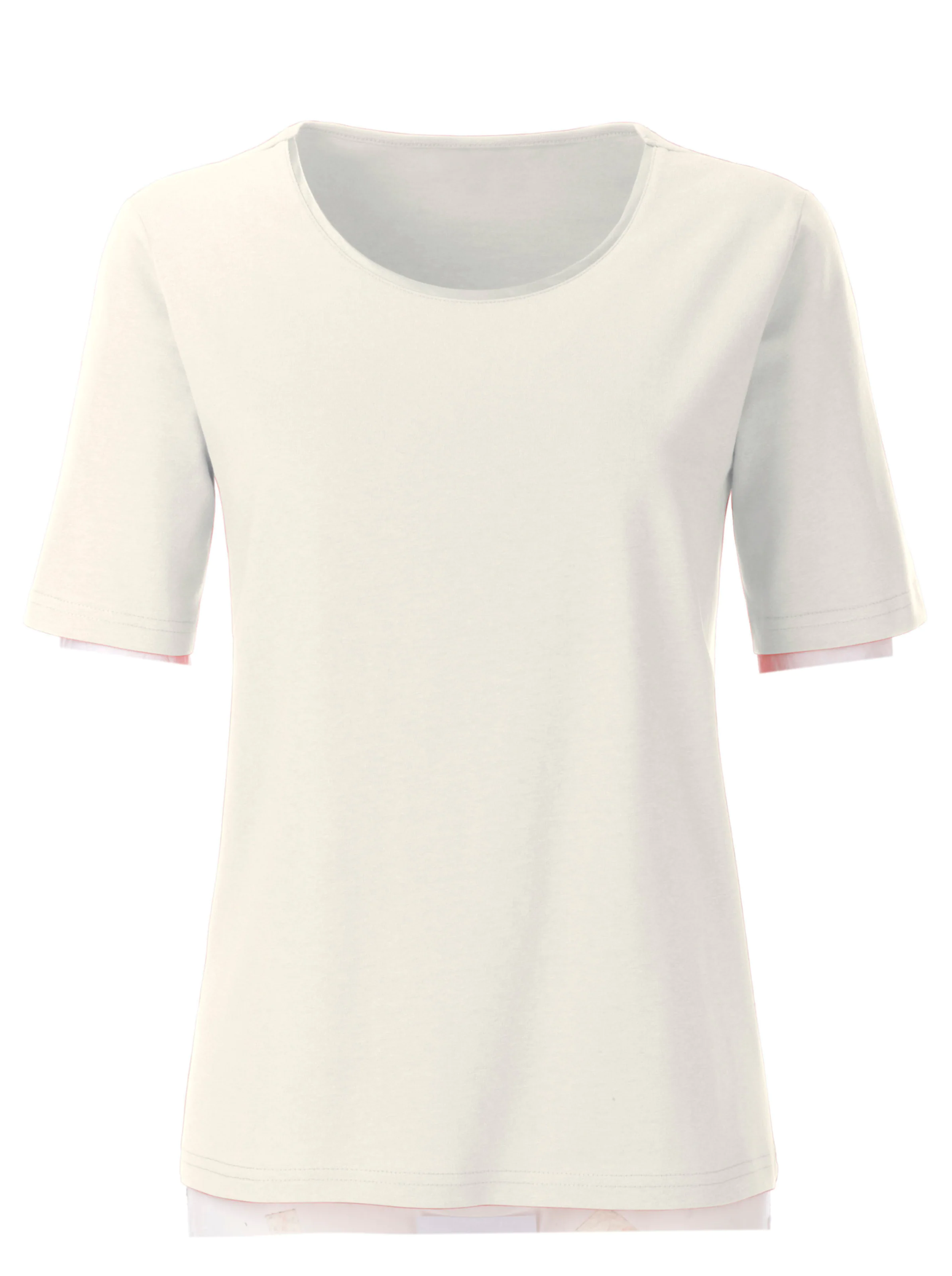 Rundhalsshirt in ecru