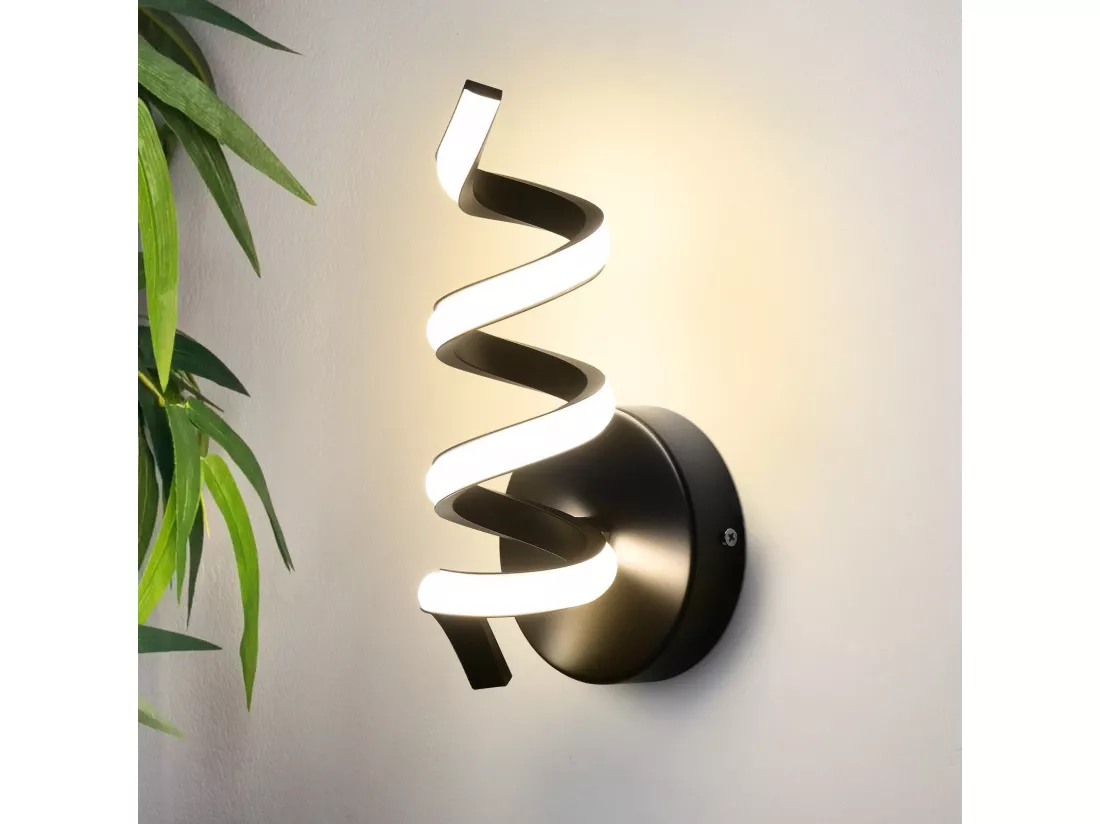 NETTLIFE Applique murale LED d'intérieur noire moderne 7 W pour escalier Blanc chaud 3000 K