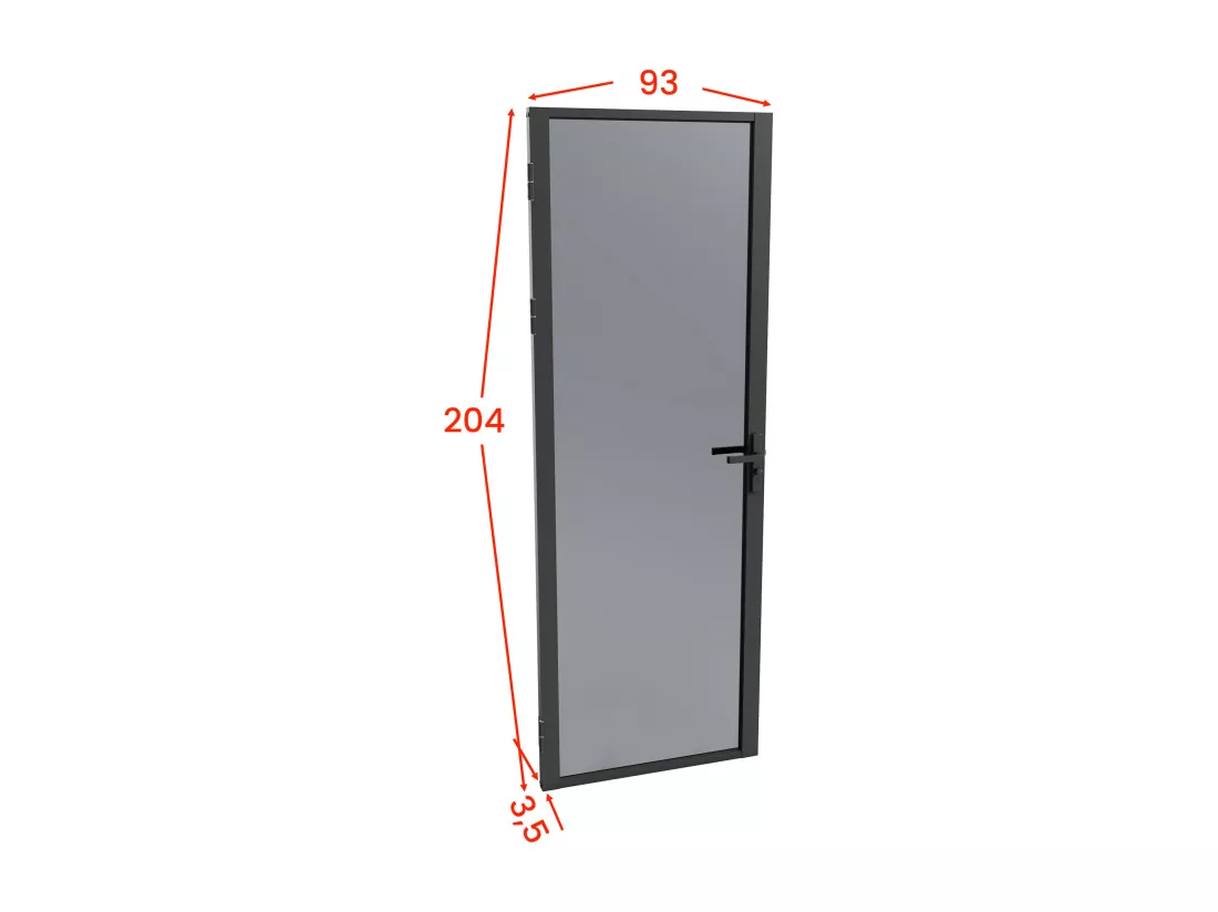 Bloc porte réversible en aluminium et verre trempé fumé - H204 x L93 cm - Noir - LOXTON
