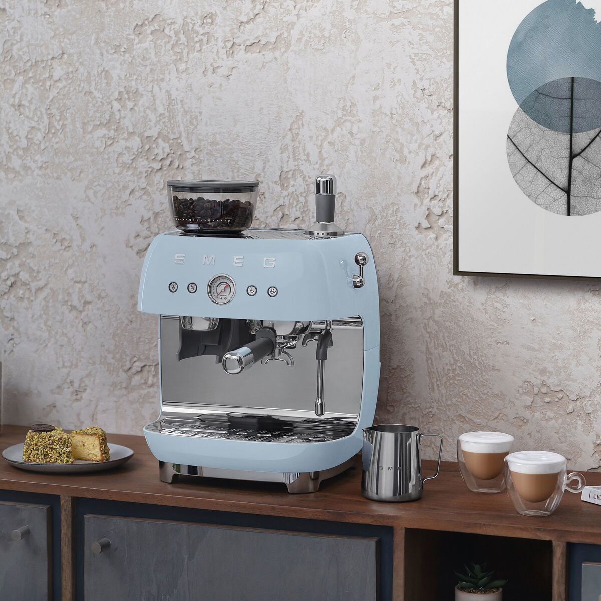 EGF03 Manuell espressomaskin, pastellblå