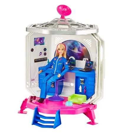 Barbie Weltraumabenteuer Raumstation Spielset mit Barbie Raumfahrtpuppe, 20 Zubehörteile