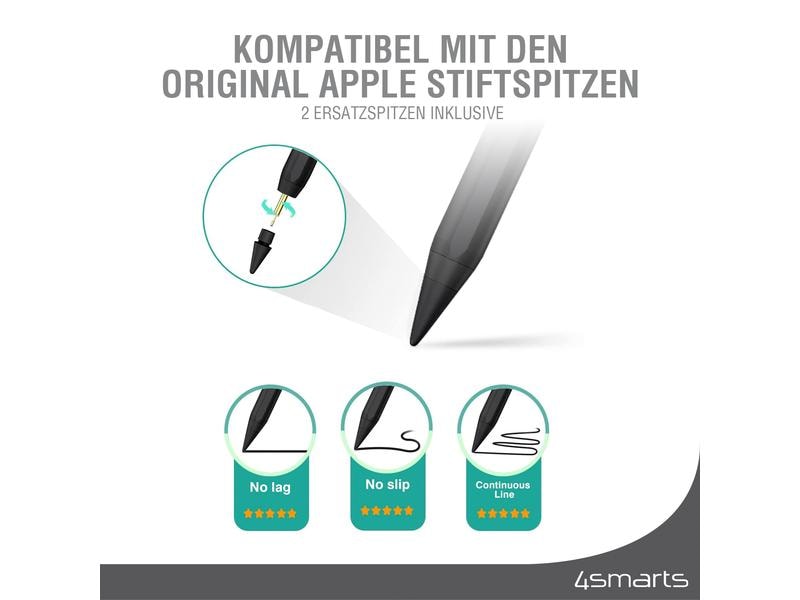 4smarts Eingabestift Pencil Pro 3 Schwarz Eingabestift für iPad
