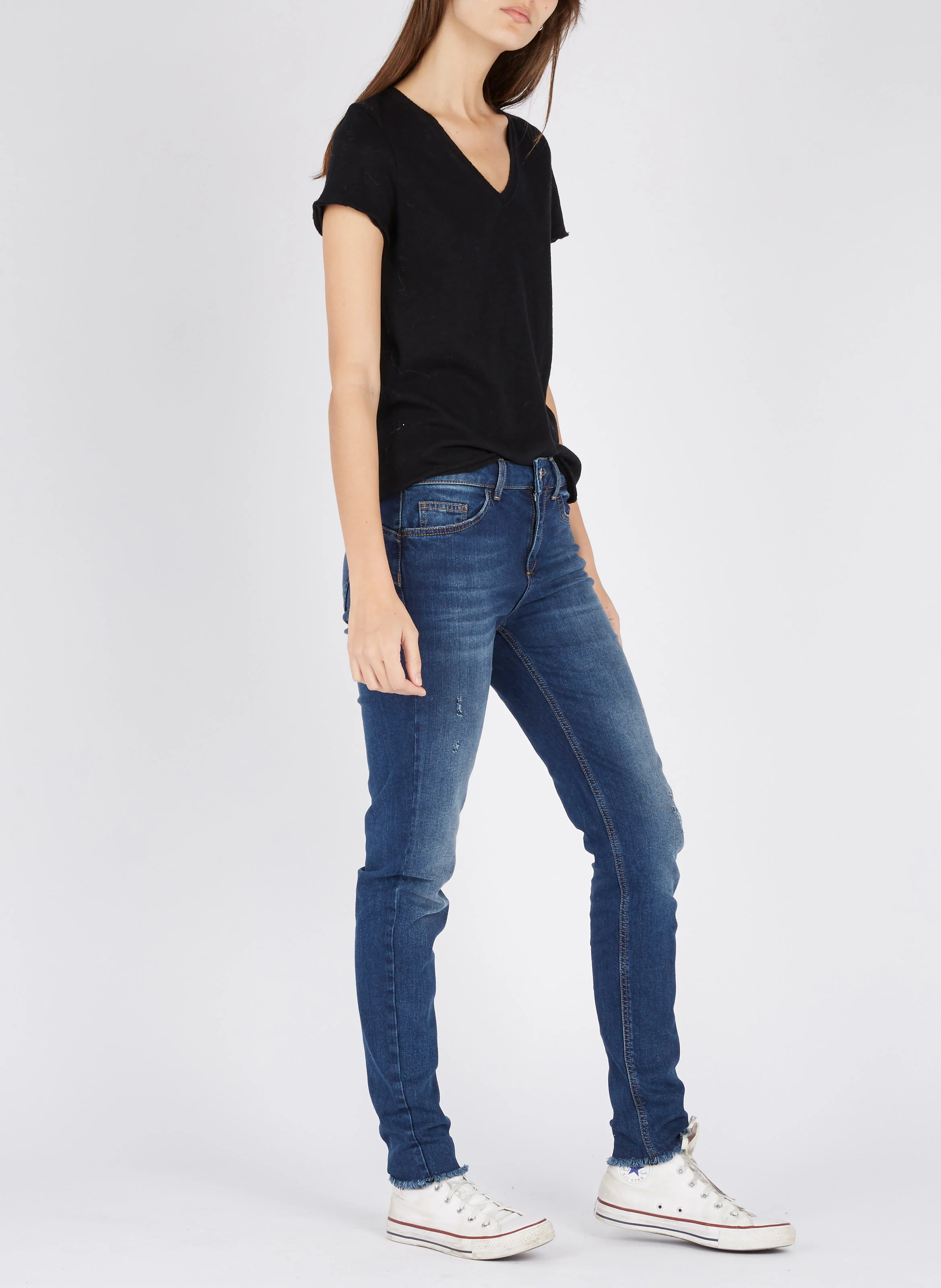 SONOMA - Tee-shirt col V en coton | Noir