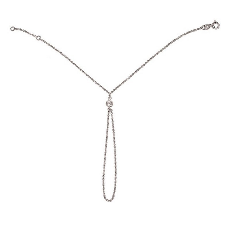 Chaine de main bracelet bague en argent 925 °/00 et cz cristal rond