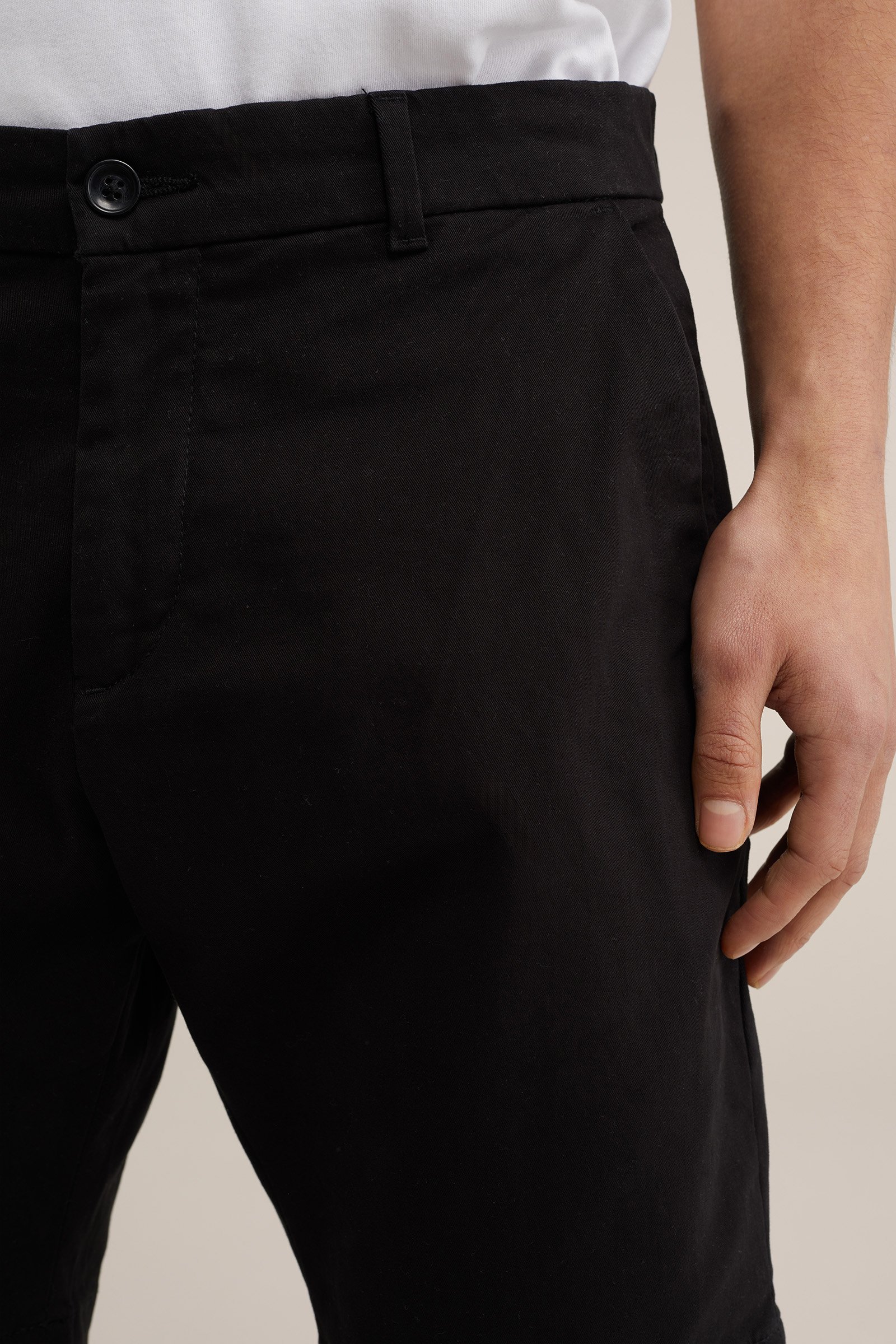 regular fit chinoshort met stretch WE Fashion Zwart
