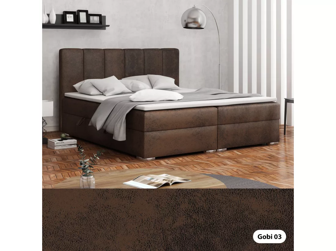 LIT BOXSPRING avec coffres Provo 180x200 cm, Gobi 03 (Brun)