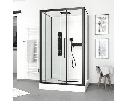 Aurlane Urban 2 complete douche-unit, 115 x 90 x 215 cm, zwart