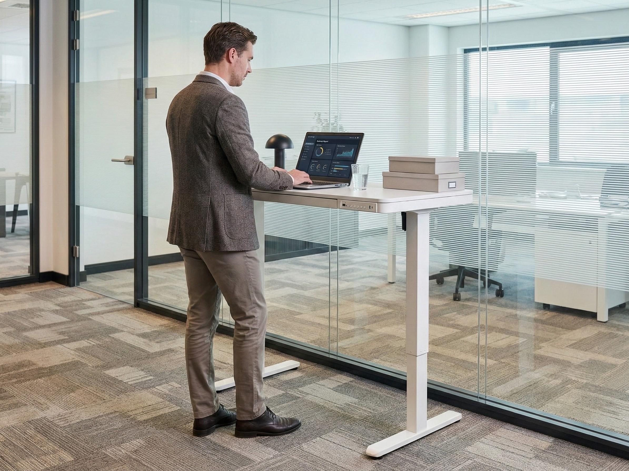 Elektrisch verstelbaar sta-bureau PENLY Wit 120 cm 60 cm met USB-poort