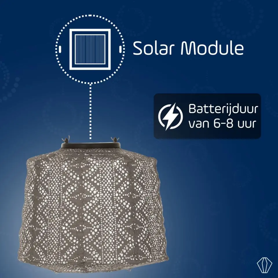 LUMIZ Solar Lampion Lace Lamp - 20 cm - Taupe