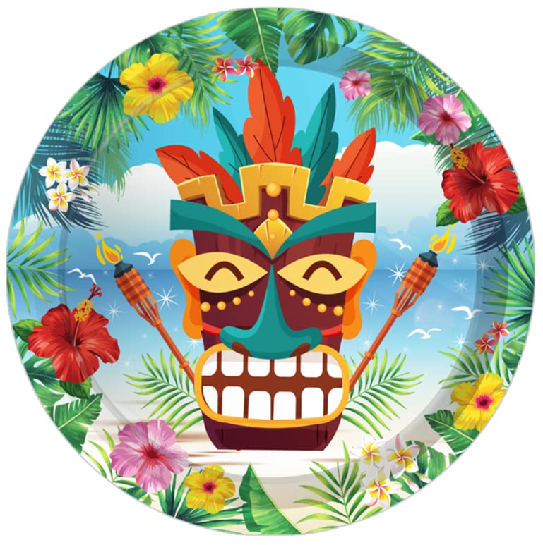 (141-tlg. Set) Einweg Geschirr Sommer Hawaii Party Tisch Dekoration inkl. Teller / Servietten / Papp Becher / Besteck - Aloha