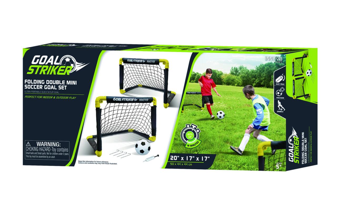 Folding Double Mini Soccer Goal Set