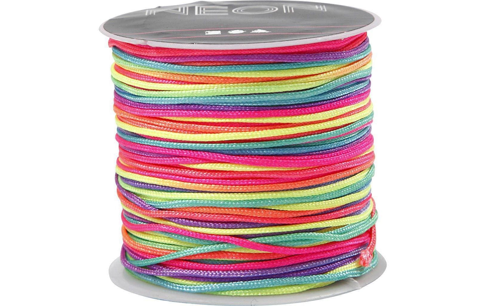 Macramé-Band 1 mm, Neon multi, 28 mMacramé-Kordel Neon-bunt
