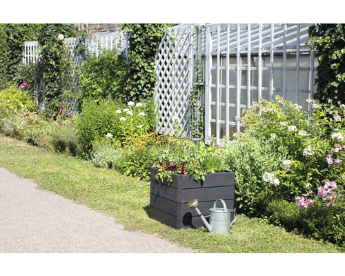 Klassieke verhoogde tuinbak GARANTIA ERGO Quadro S 50 incl. Flora waterbesparend systeem 60 x 60 x 50 cm hout