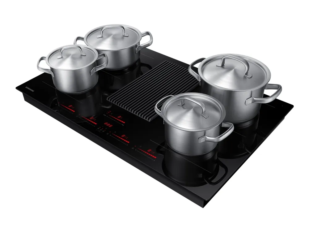 Samsung NZ84T9747VK - Induktions kogeplade - 4 plader - Niche - bredde: 80.7 cm - dybde: 49.2 cm - Klasse A  - sort med downdraft-udstødning
