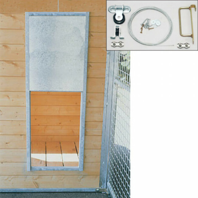 Porte guillotine pour niche chenil ou poulailler