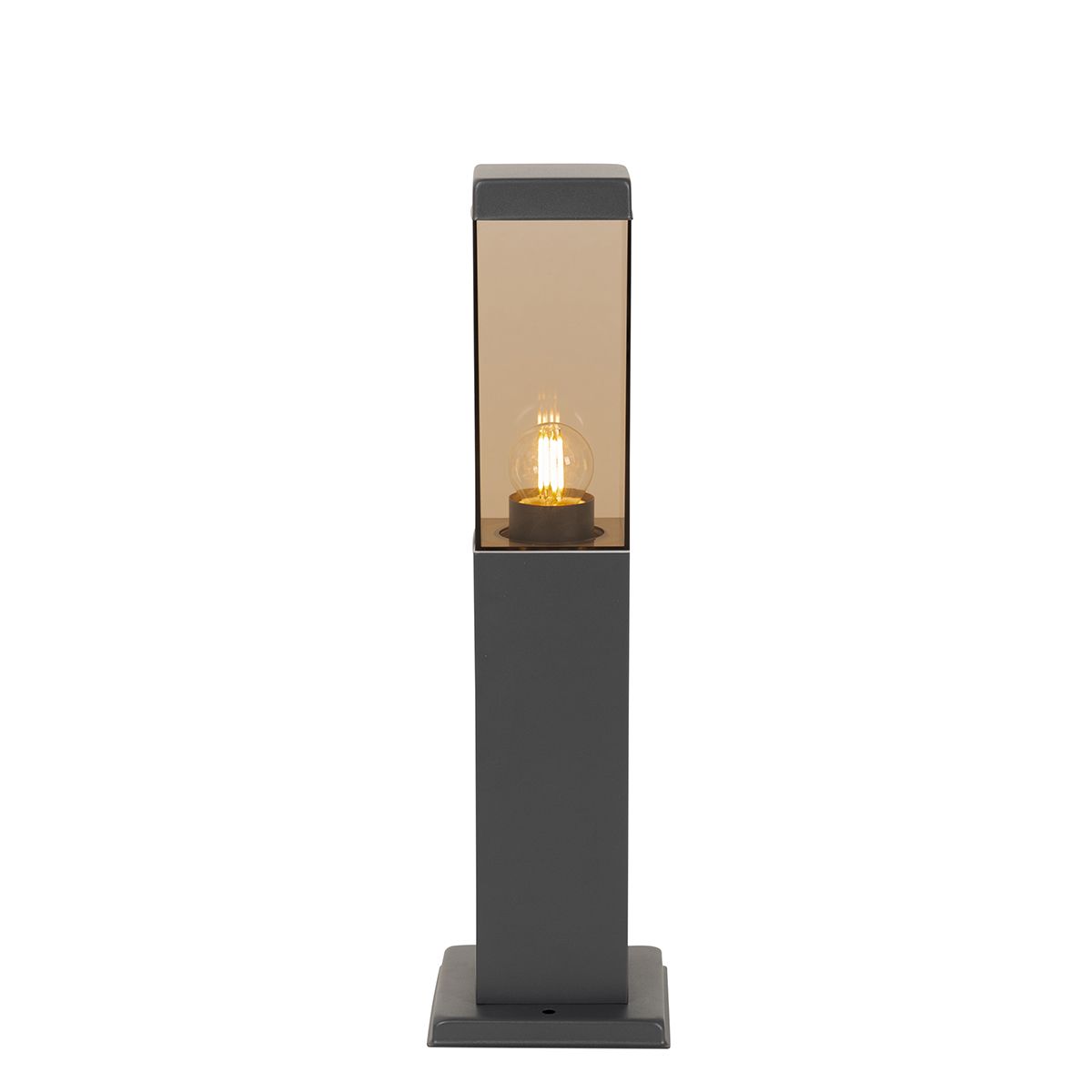 Buitenlamp donkergrijs met smoke glas met grondpin en kabelmof 45cm IP44 - Malios