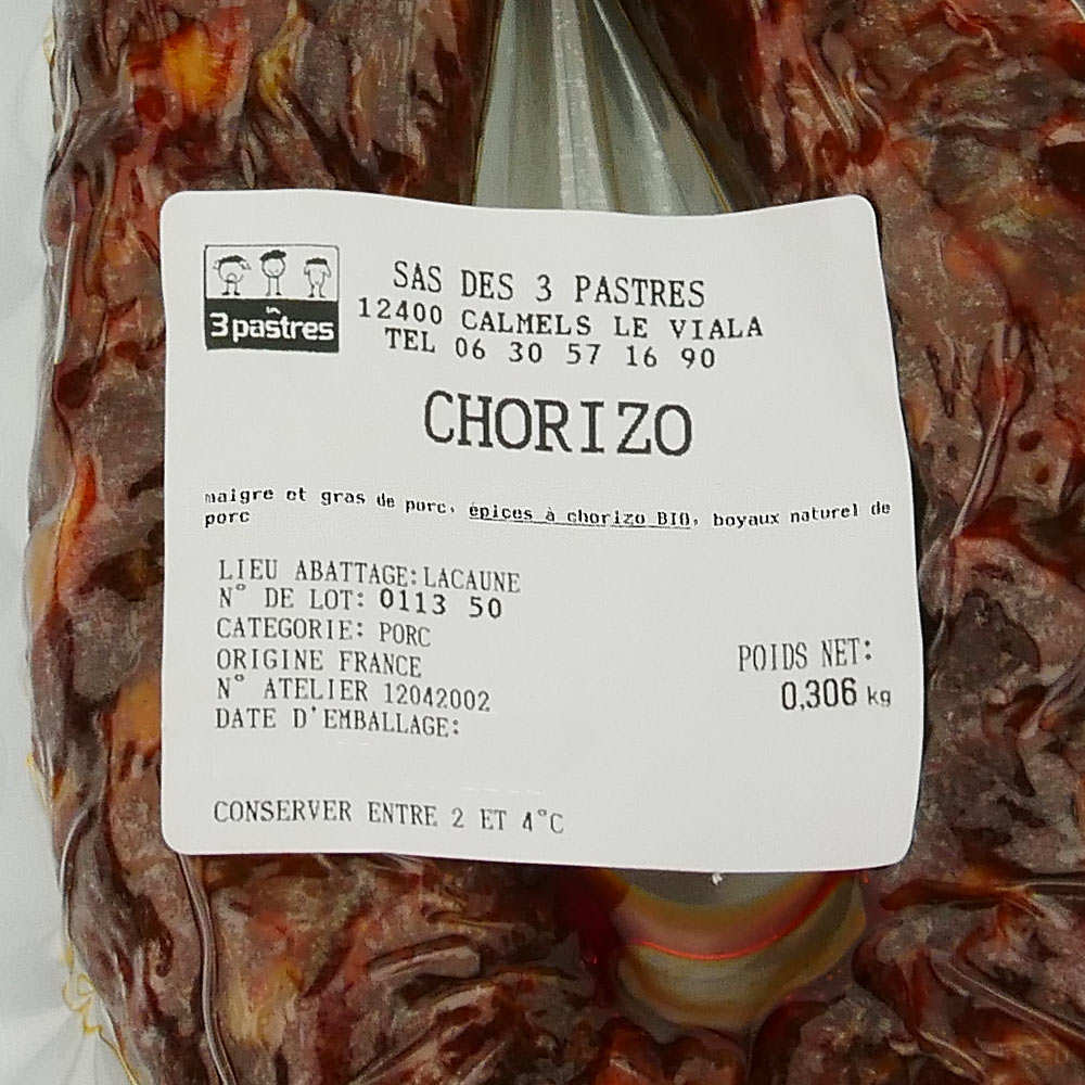 Chorizo d'Aveyron sans nitrites