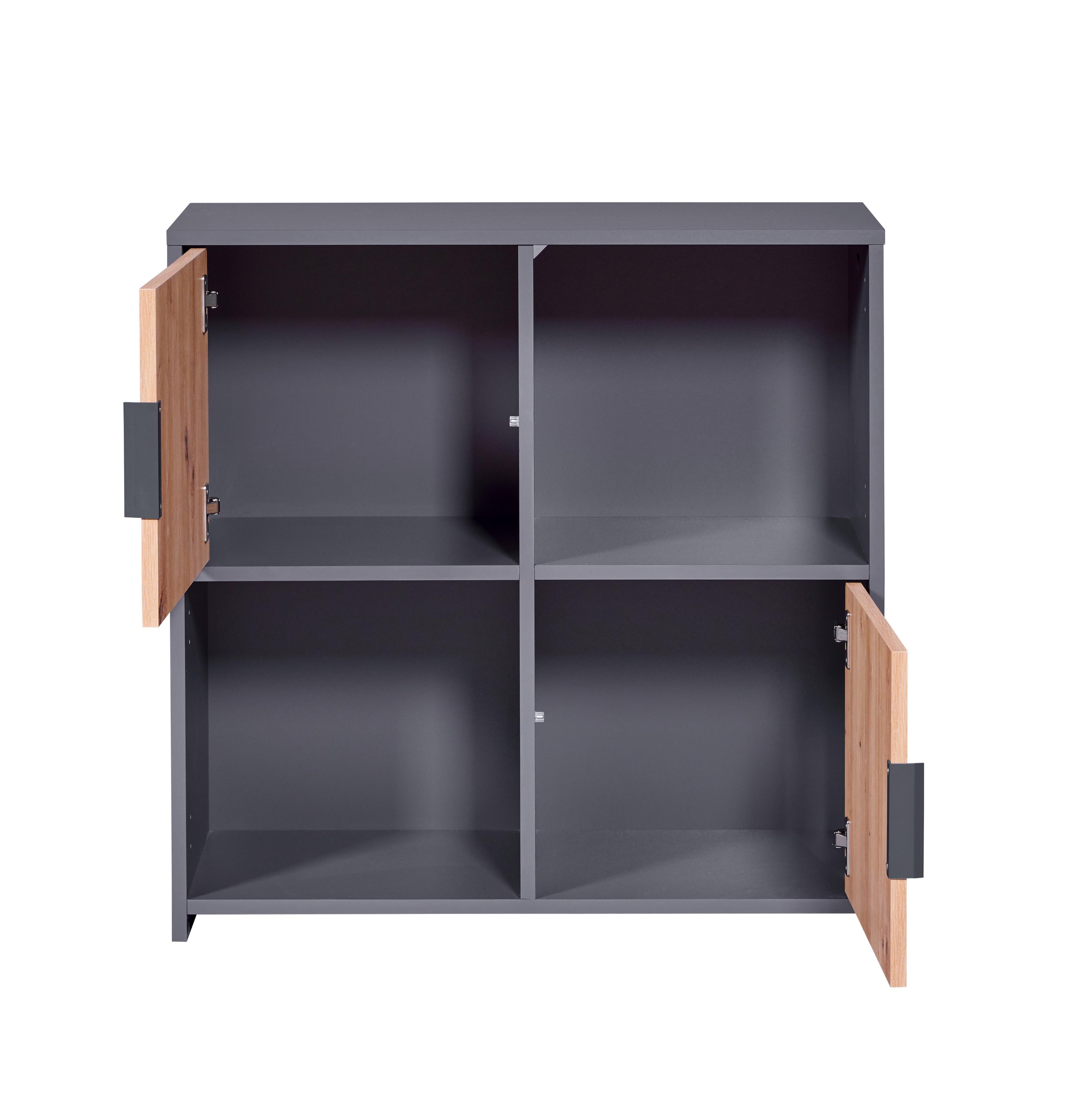 Inter Link Kommode Bücherregal Pepeto - Anthrazit und Eiche Artisan Nachbildung