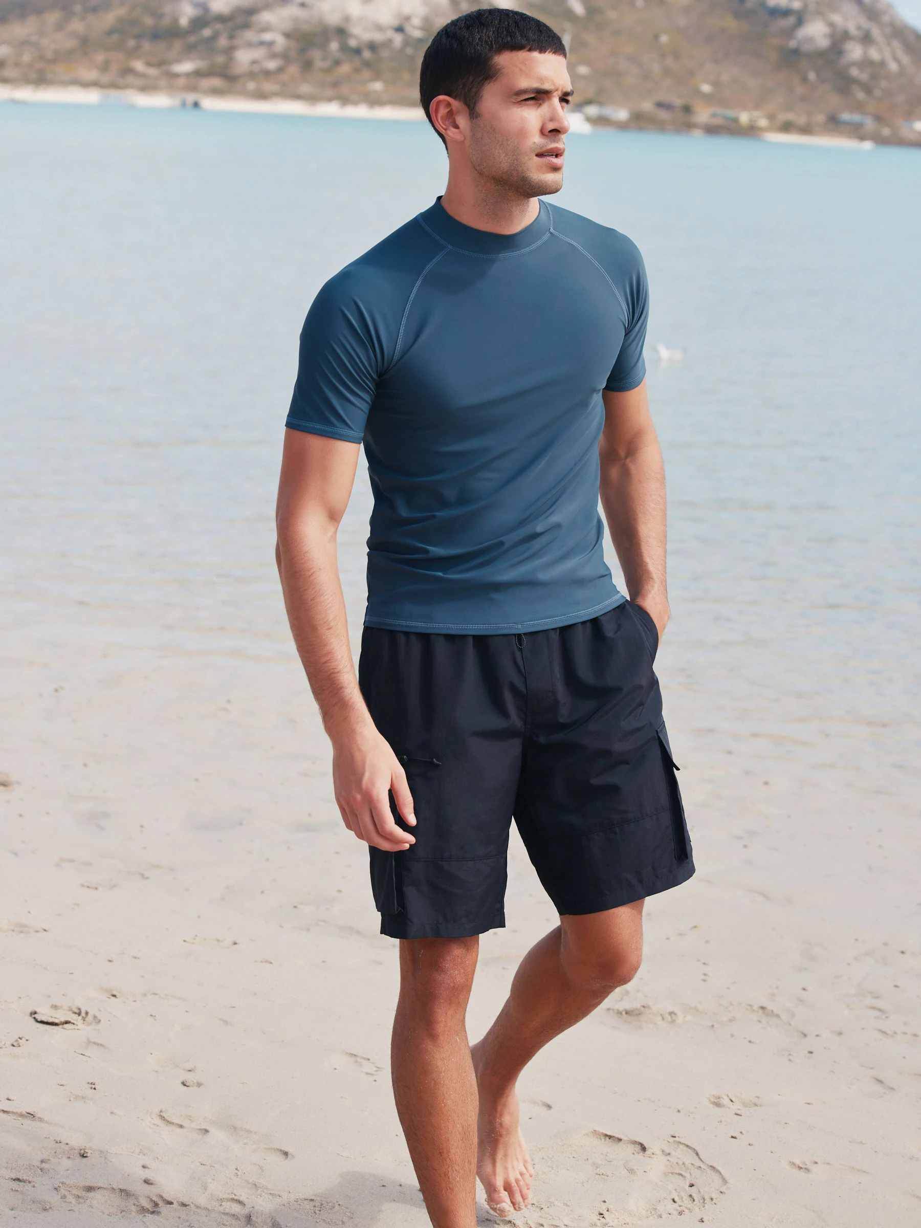 Leisteen grijs - Actief rash vest met korte mouwen