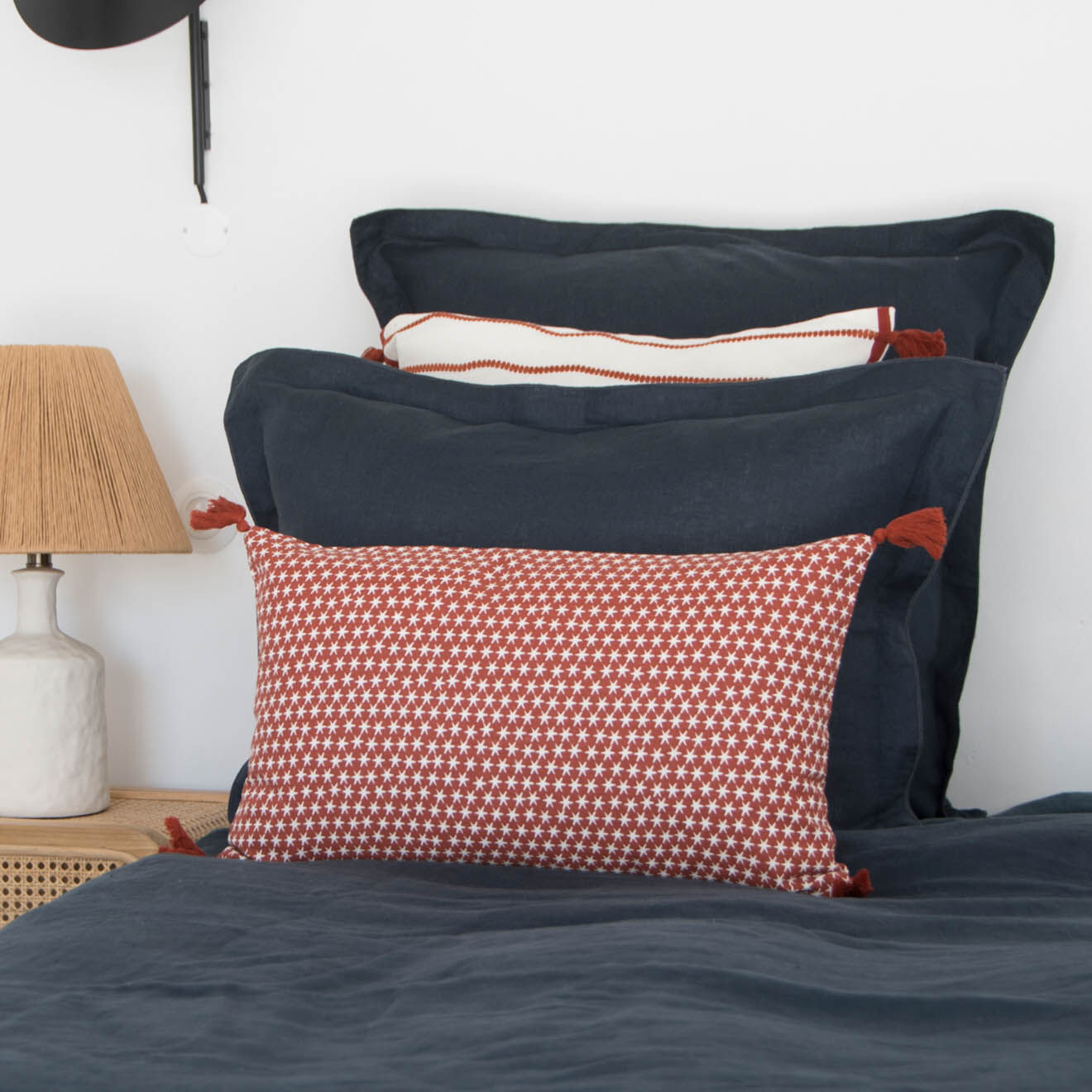 Febronie Home Housse de couette 100% Lin Hortense bleu nuit