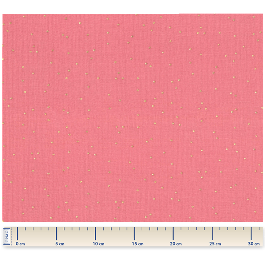 Coupon Tissu 50 Cm Gaze Pois Or Rose Sorbet