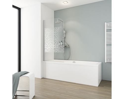 Badwand, 1-delig, SCHULTE Komfort, 80 x 140 cm, glasdecor terrazzo, profielkleur aluminium, D1650 01 29 140