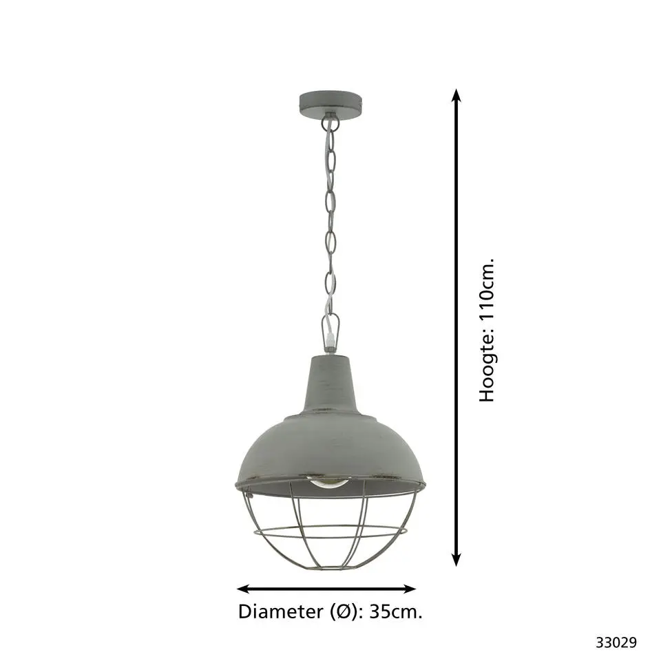 EGLO Cannington 1 Hanglamp - E27 - Staal - Grijs