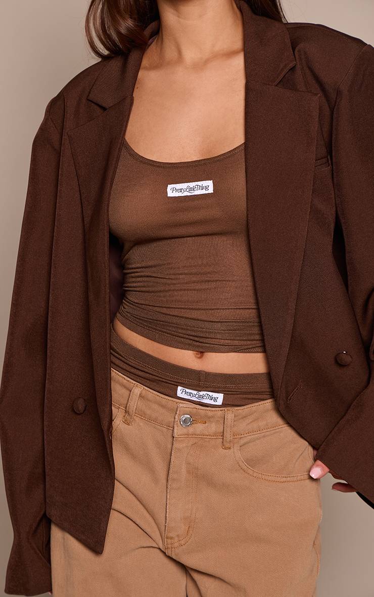 Chocolat Short Court En Coton Transparent Avec Détail D'étiquette
