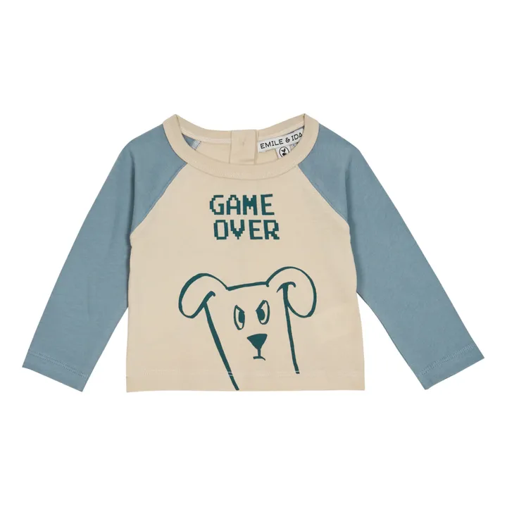 Emile et Ida T-Shirt Coton Bio Game Over | Bleu ciel