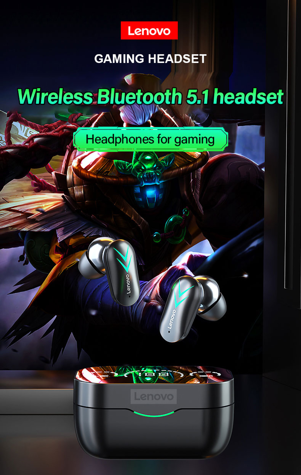 Lenovo XT82 Bluetooth-Kopfhörer Schwarz