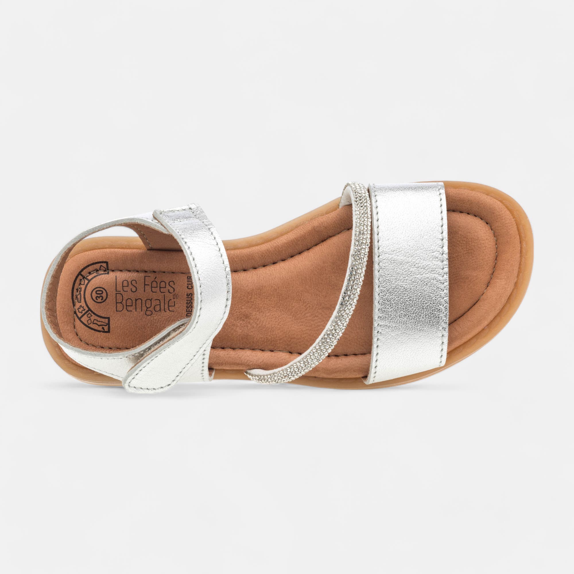 Nu-pieds Fille en cuir argent