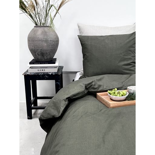 OMHU Percale Sengetøj, Olive, 140x200 cm