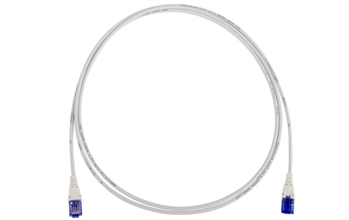 Patchkabel thinLine Cat 6, U/UTP, 5 m, GrauThin-Line Rangierkabel RJ45/u zu RJ45/u mit LSZH Mantel