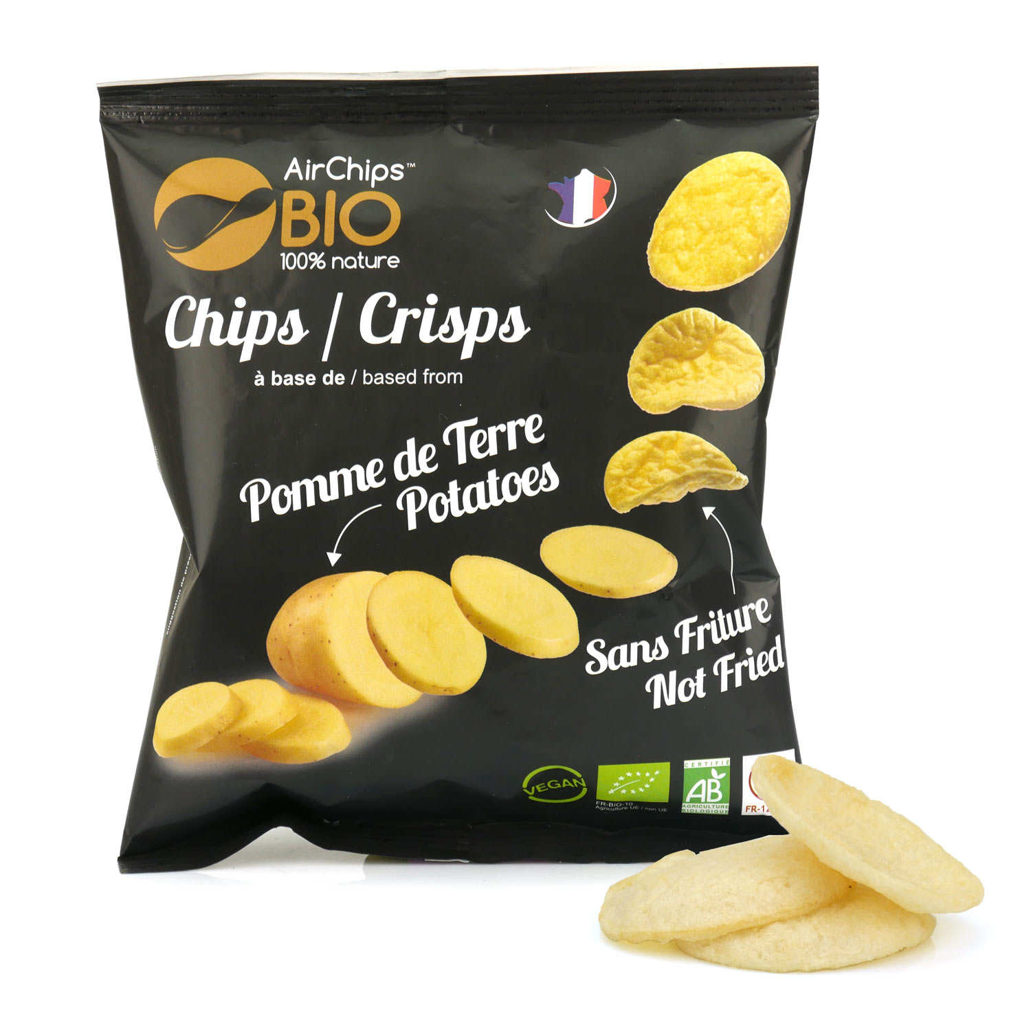 Chips à la pomme de terre sans friture bio et vegan