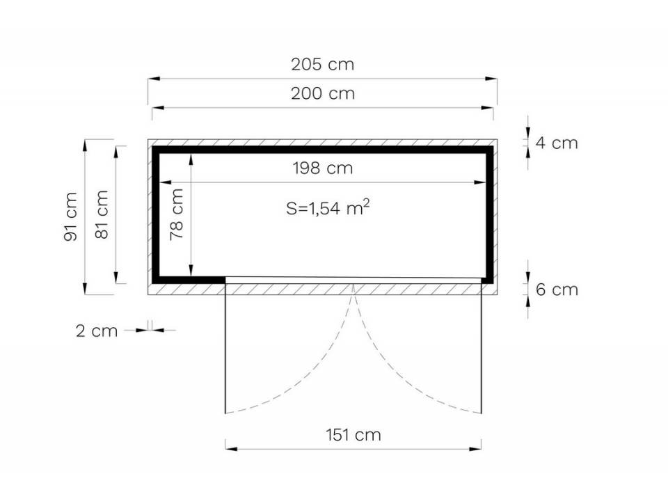 Coffre en bois bora 3 - 200 x 82 cm - stockage velo / outils - espace de rangement exterieur - coffre de jardin - abri de jardin