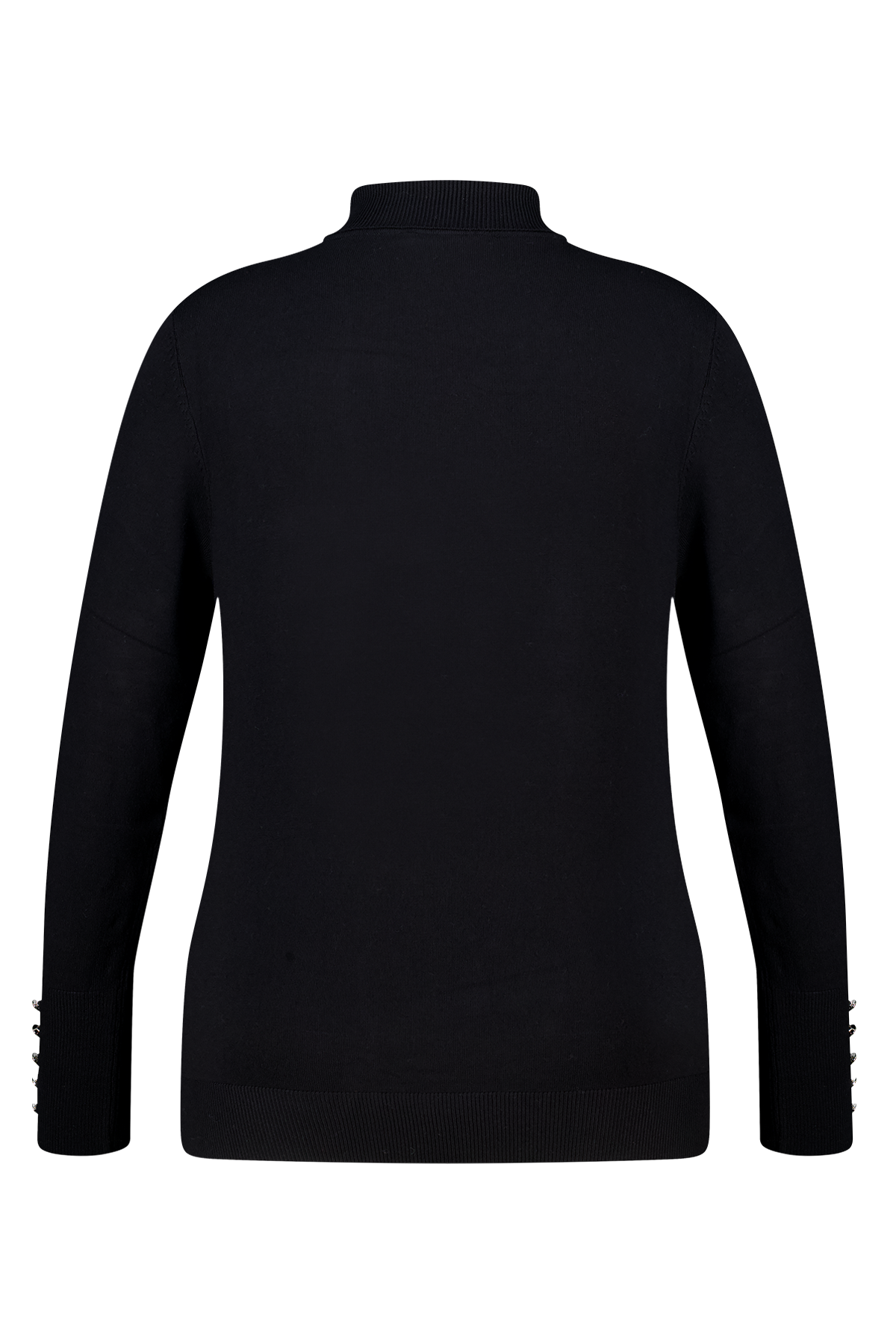 Trui met turtle neck en sierknopen Zwart