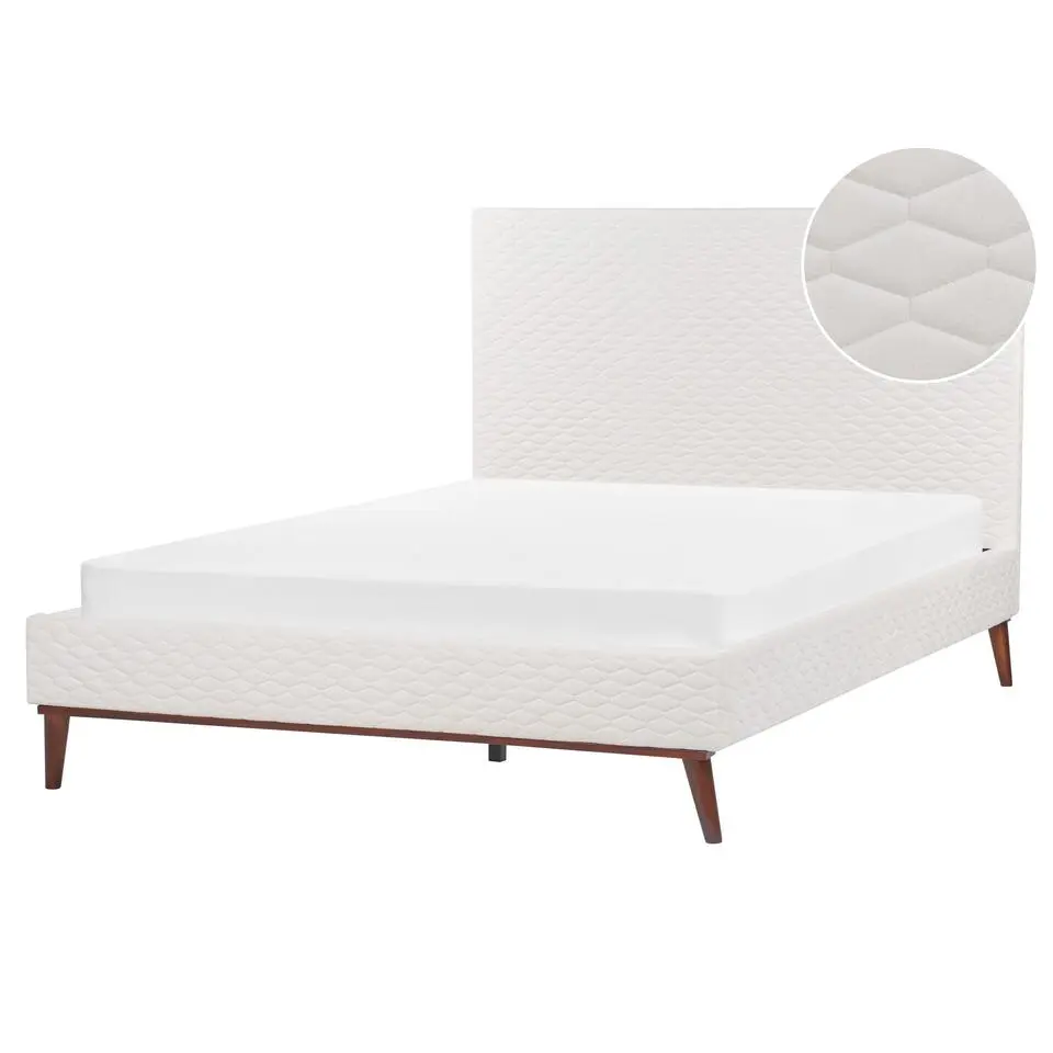 BAYONNE - Tweepersoonsbed - Wit - 140 x 200 cm - Fluweel