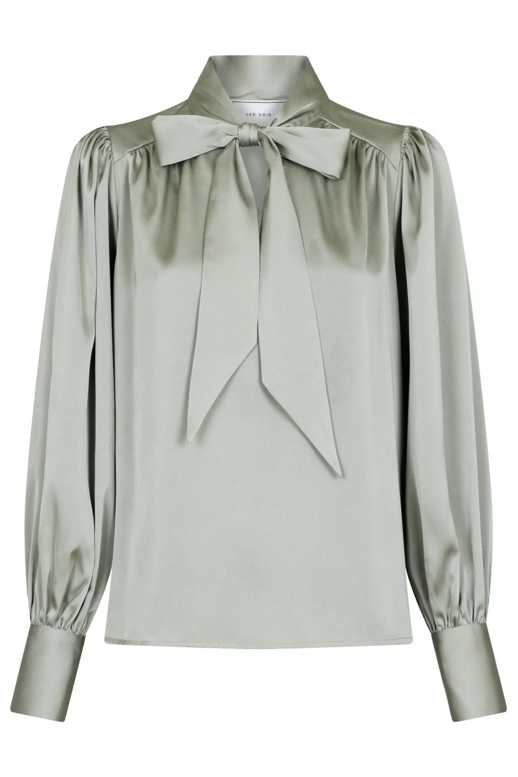 Neo Noir Jaz Bow Blouse smoke green