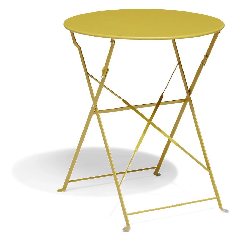Table de jardin ronde Rio pliante métal jaune Ø60cmxH70cm
