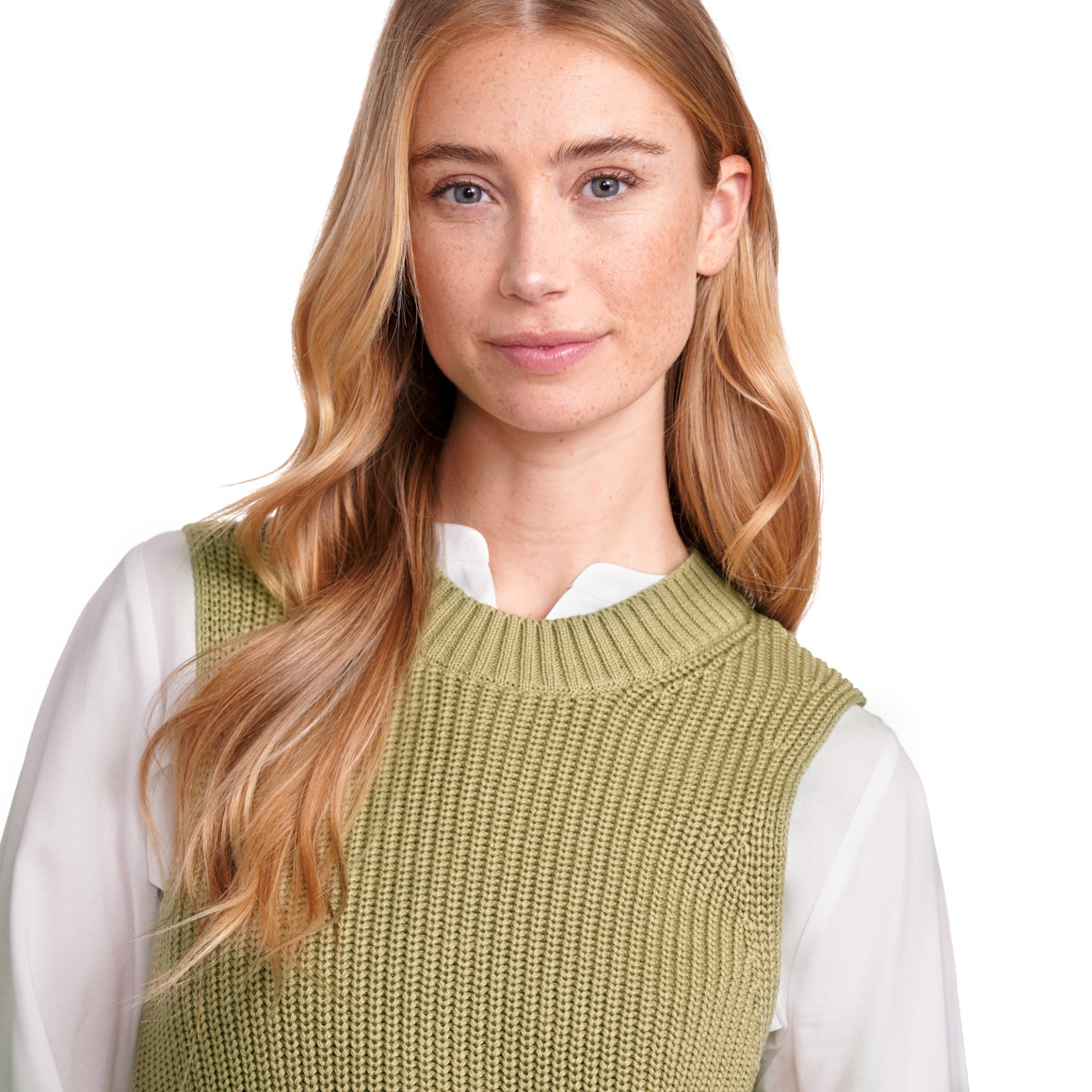 Jonas Nielsen Damen Strickpullunder im Basic-Look oliv