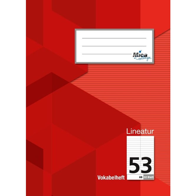 Vokabelheft - DIN A6 - Lineatur 53 - 2 Spalten - 32 Blatt