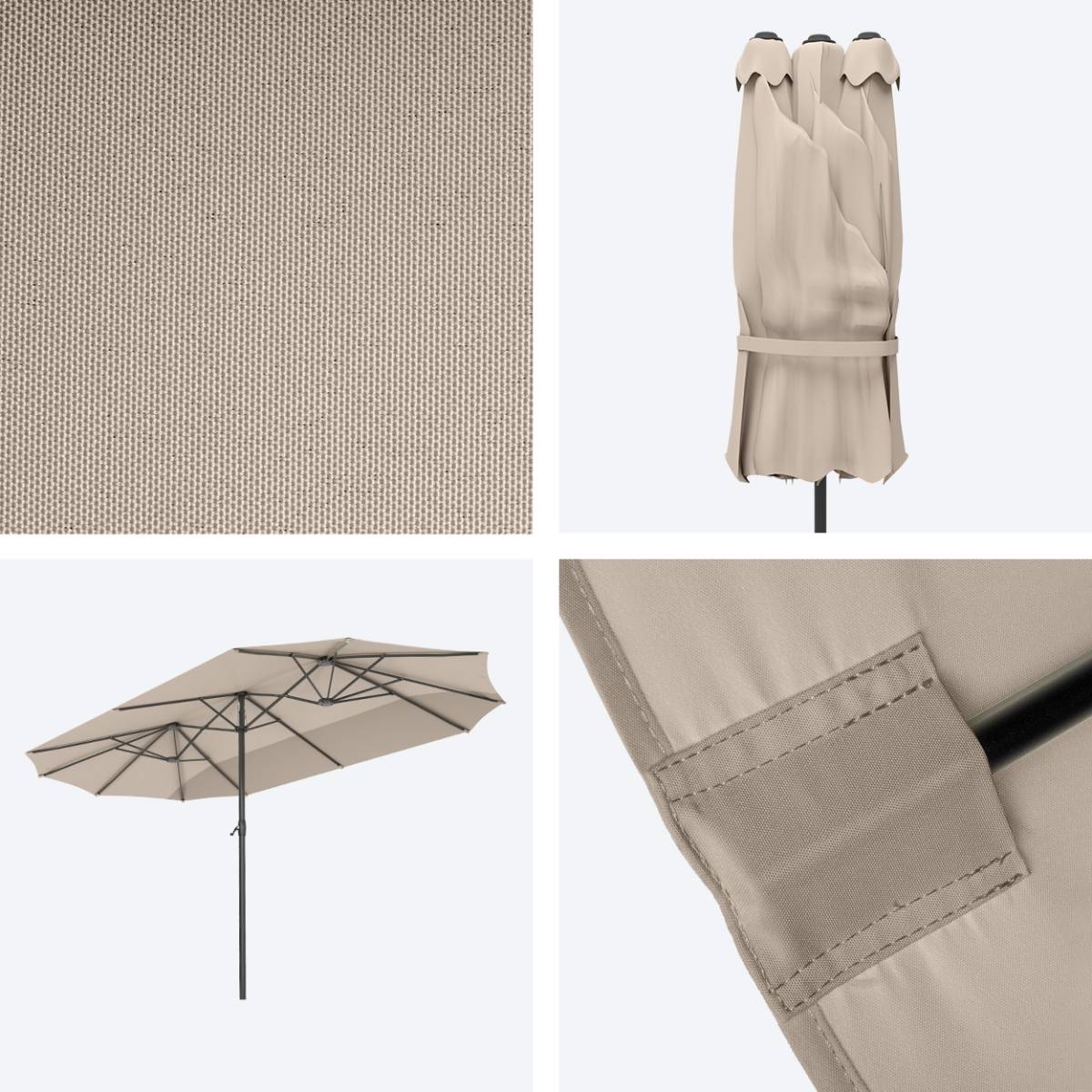LifeGoods dubbele parasol - Taupe